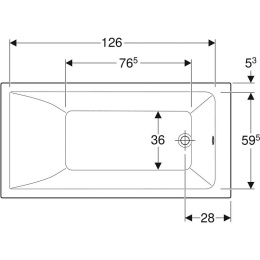 Акриловая ванна 140x70 Geberit (554.300.01.1), прямоугольная