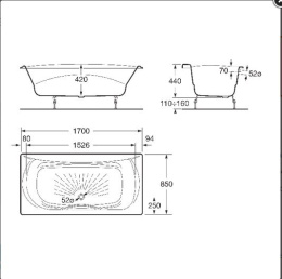 Фото Ванна 170х85 Roca Akira (2325G000R) белый
