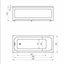 Акриловая ванна 130x70 Aquatek (MIY130-0000001), прямоугольная