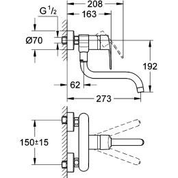 Grohe Eurostyle Cosmopolitan 33982002 Смеситель для кухни, настенный