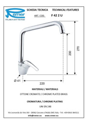 Смеситель Remer для кухни RR F42 2U   35mm