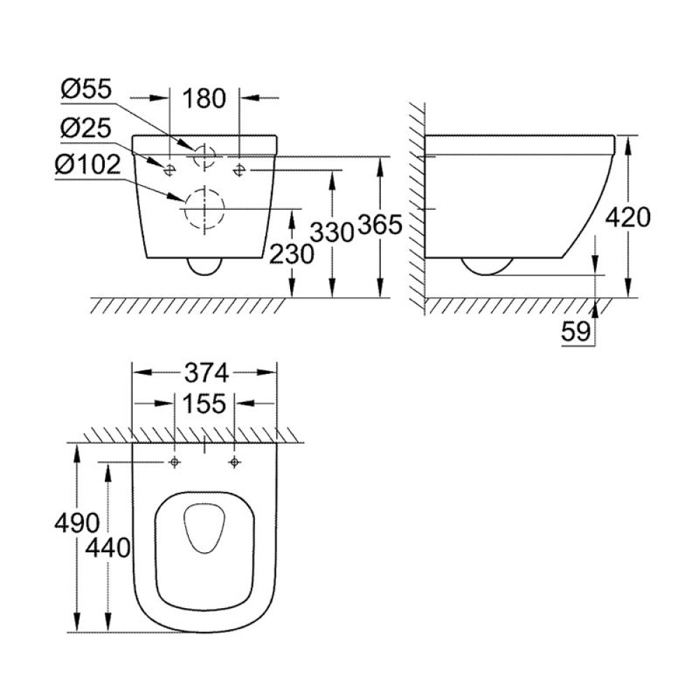 Grohe Euro Ceramic 3920600H Унитаз подвесной, безободковый