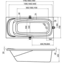 Акриловая ванна 160x70 Ravak (CP11000000), прямоугольная