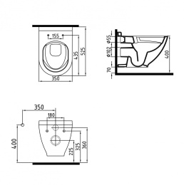 Подвесной унитаз с функцией биде Bien Harmony HRKA052N1VE0W3000 35 x 52.5 x 33 см со встроенным смес