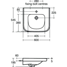 Раковина для инвалидов 60 см Ideal Standard CONTOUR S216701