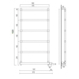 Полотенцесушитель электрический Margaroli Sole 542-6 BOX 5424706B, высота 102 см, ширина 57 см, хром