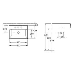 Раковина 513560R2 VILLEROY&BOCH Memento, 600х420 мм
