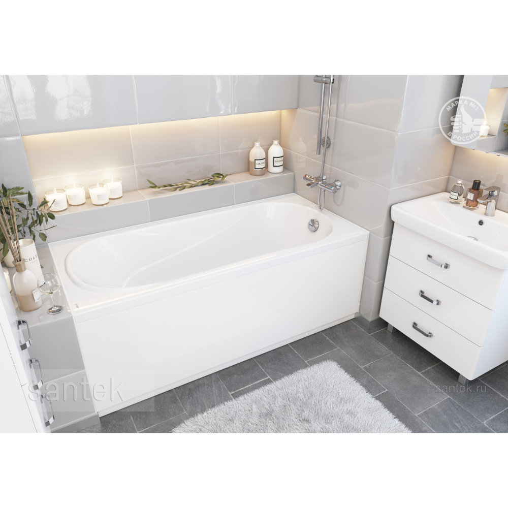 Акриловая ванна 150x70 Santek (1.WH50.1.530), прямоугольная