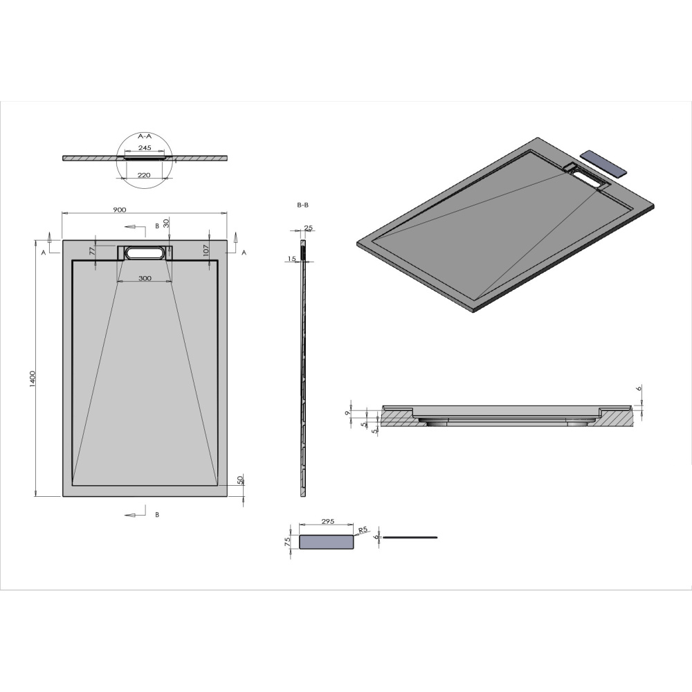 Поддон для душа Vincea (VST-4SRL9014W) белый, матовый