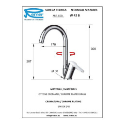 Смеситель Remer для кухни RR W42B
