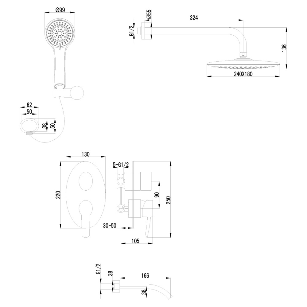 Душевая система для ванны Lemark Atlantiss (LM3222C)