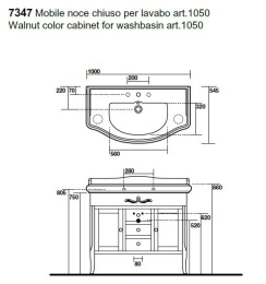 Фото Тумба под раковину Kerasan Retro 734753 100 бордо