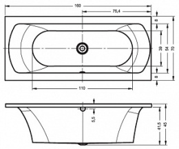 Фото Акриловая ванна 160x70 Riho (B050001005), прямоугольная, Гидромассаж: установка по желанию
