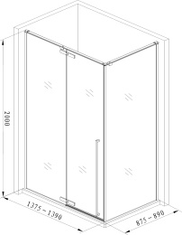 Душевой уголок Aquanet Ideal AE-AXC94MB-S-C 1400x900, прозрачное стекло