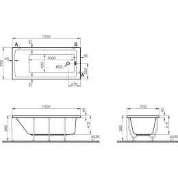 Акриловая ванна 150x70 Vitra (52510001000), прямоугольная
