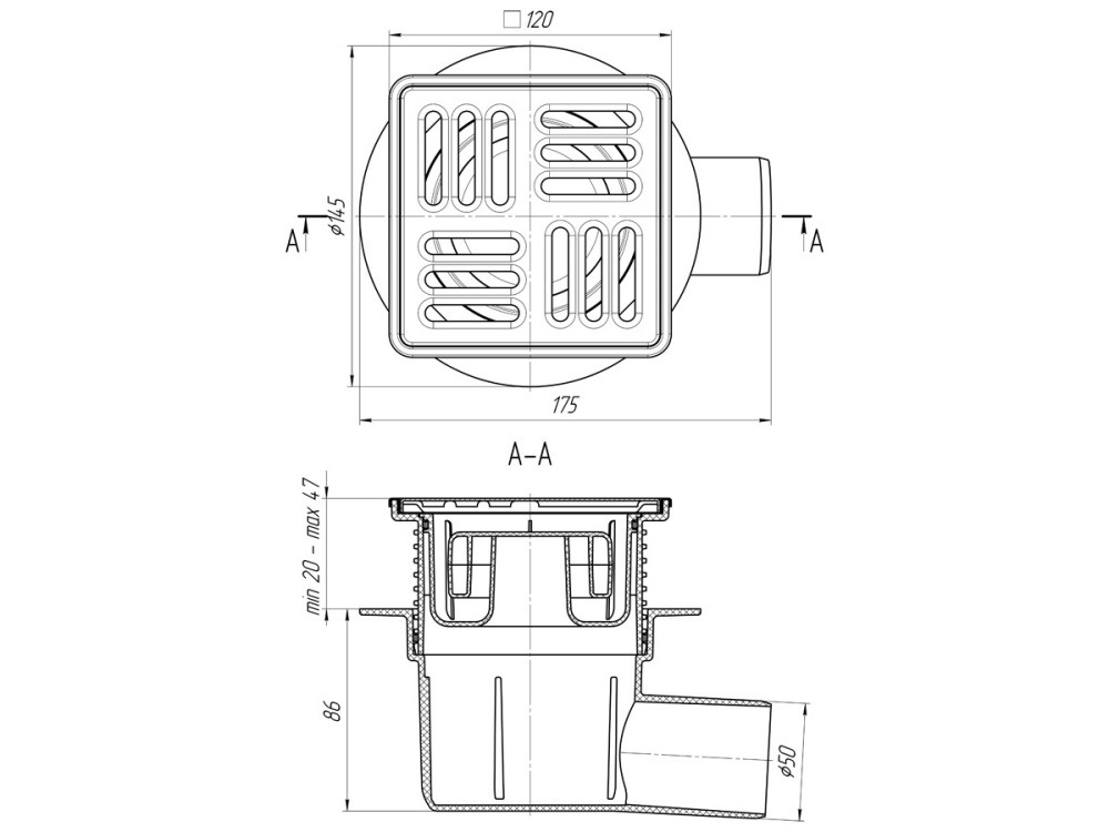 Душевой трап Bronze de Luxe (21980-56) бронза