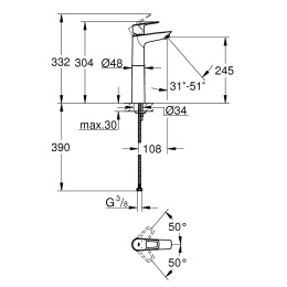 Смеситель для раковины Grohe BauLoop New 23764001 корпус высокий