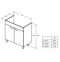 Подстолье для раковины E3241SG Ideal Standard TEMPO (Серый дуб)