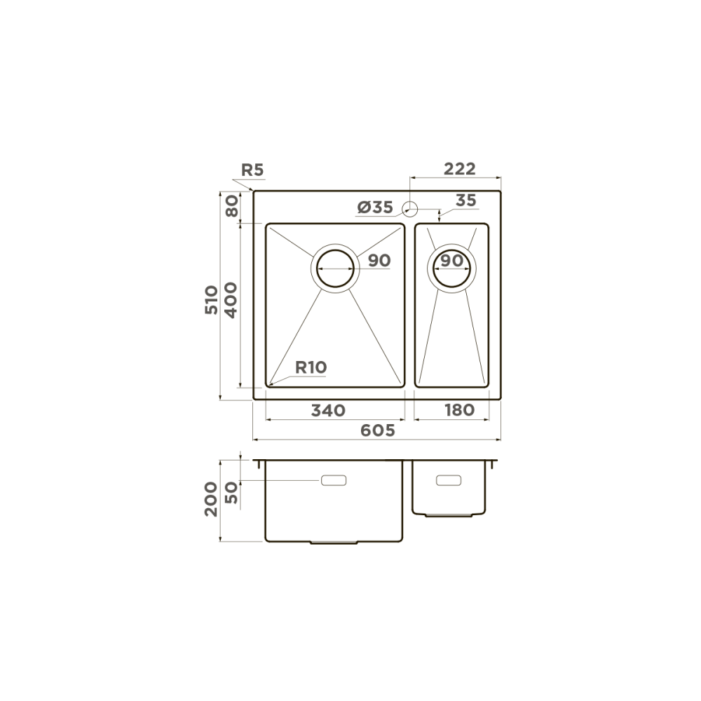 Кухонная мойка Omoikiri Akisame 60-2-IN-L (4993775) нержавеющая сталь