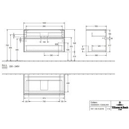 Villeroy Boch Collaro C020L0FQ Тумба под раковину 1000х500 мм (Oak Graphite)
