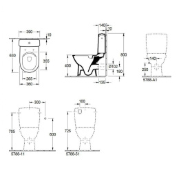 Напольный унитаз Villeroy&Boch O.novo 5689 R001, безободковый с бачком 5788 S101