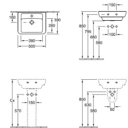 Раковина компактная 73055001 VILLEROY&BOCH SUBWAY 2.0, 500x390 мм