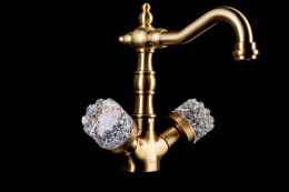 Фото Смеситель для умывальника Boheme Crystal (312-CRST) бронза