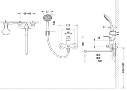 Фото Смеситель для ванны длинный излив, черный Bravat Fit Black (F6135188BM-LB-RUS)