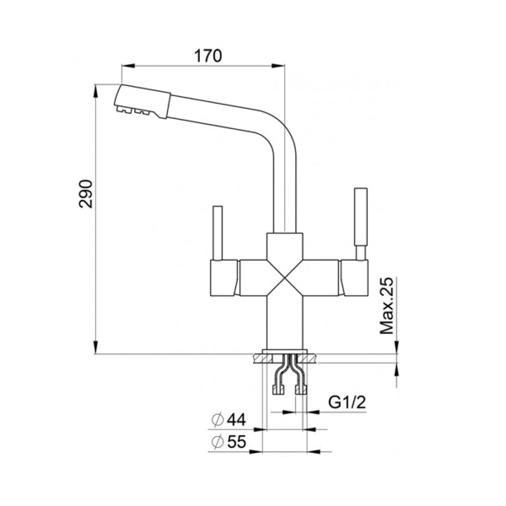 Granula GR-2015 черный Смеситель для кухни