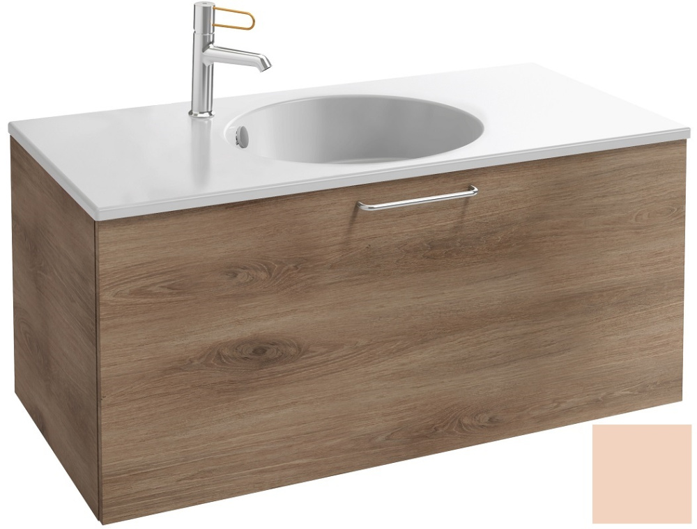 Фото Тумба под раковину Jacob Delafon Odeon Rive Gauche 90 см, EB2513-RX-S09, цвет телесный сатин, ручки 