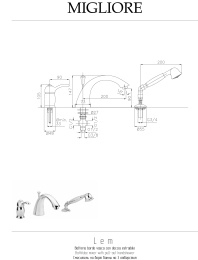 Фото Migliore Lem 25883 Смеситель на борт ванны, на 3 отв, золото
