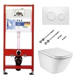 Инсталляция Tece с безободковым унитазом Roca Gap Clean Rim 34647L000, сиденье микролифт