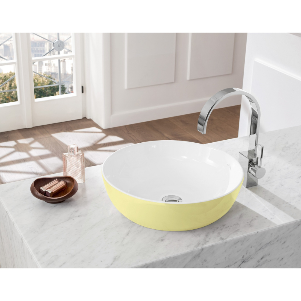 Раковина накладная круглая для ванной комнаты 43 см Villeroy Boch Artis 417943BCT3 (цвет macaroon)