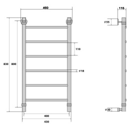 Водяной полотенцесушитель Energy Classic 80х40