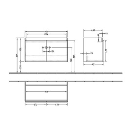 Тумба под раковину A79800NP VILLEROY&BOCH Frame to Frame, 950 x 525 x 451 мм