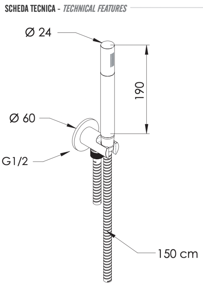 Фото Комплект для душа Remer INOX SS337M317MM, нержавеющая сталь
