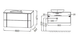 Тумба под раковину Jacob Delafon Nouvelle Vague 80 см, EB3039-NR2, цвет - коричневая кожа