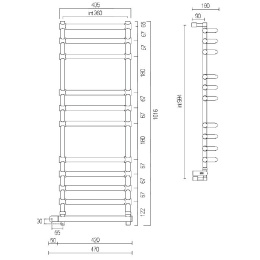Полотенцесушитель электрический Margaroli 534-11 Box 5344711PBB 36 x 101.6 см - латунь