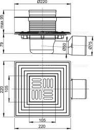 Фото Душевой трап AlcaPlast (APV3344) серый