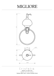 Фото Migliore Cristalia 16832 Дозатор жидкого мыла с кольцом настенный, стекло золото SWAROWSKI