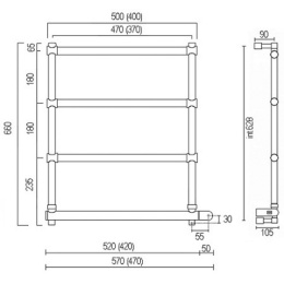 Полотенцесушитель электрический Margaroli Sole 542 BOX 5424704CRNBA, с аркой, высота 66 см, ширина 5