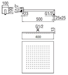 NOBILI AD138/54CR_AD139/110CR Верхний душ с кронштейном (хром)