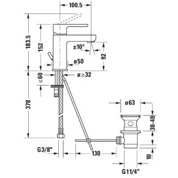 Смеситель для раковины Duravit B.1 B11010001010, хром