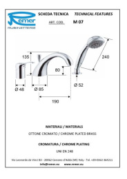 Смеситель Remer для ванны  RR M07 набортный