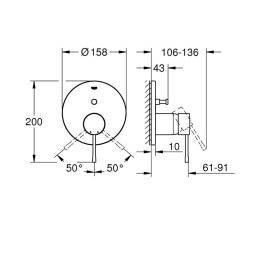 Grohe Essence New 24058001 Смеситель для ванны встраиваемый без излива