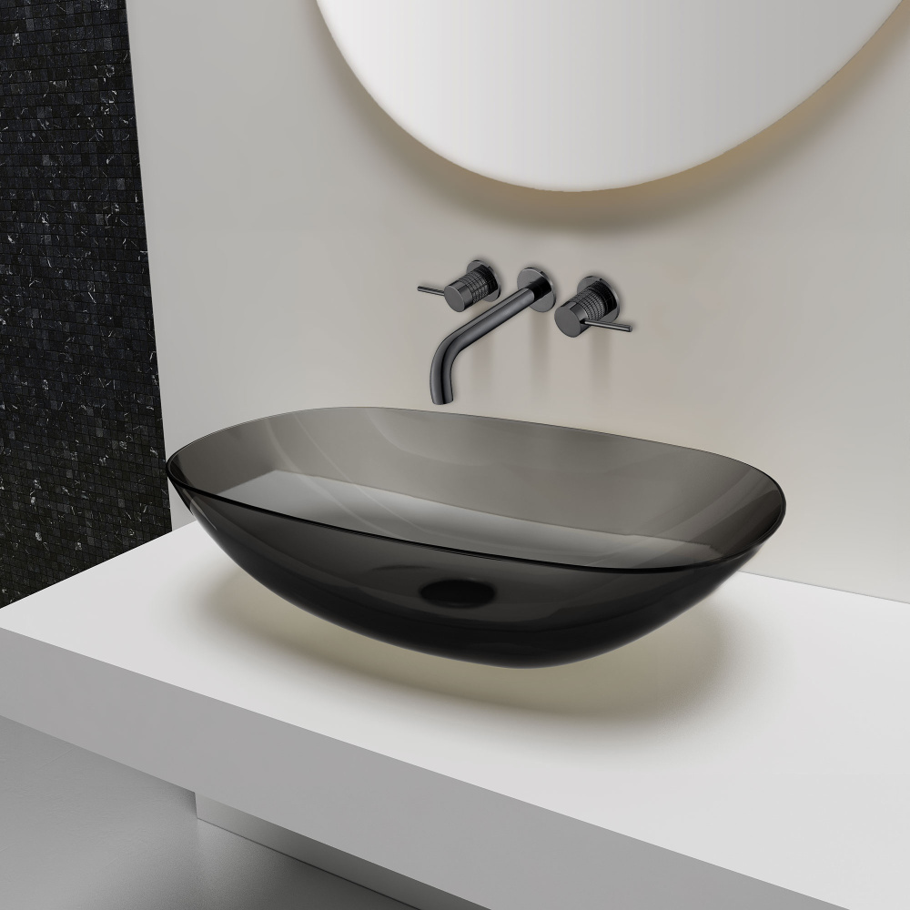Смеситель для раковины Vincea Groove (VBFW-4G1GM) вороненая сталь