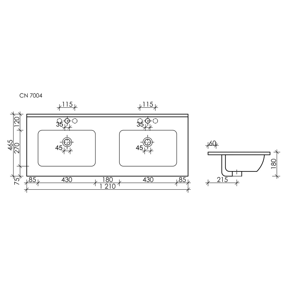 Умывальник накладной Ceramica Nova Element CN7004MB прямоугольный 1210*465*180мм