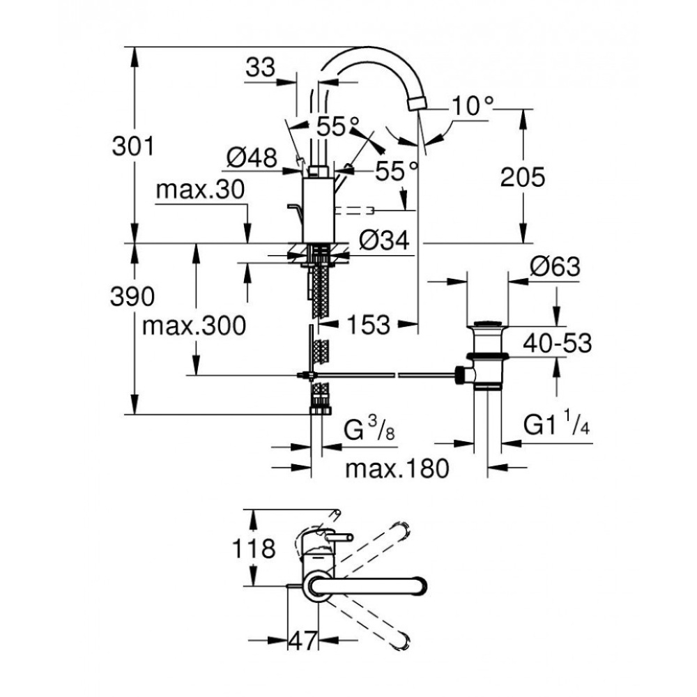 Grohe Concetto 32629001 Смеситель для раковины, стандартный