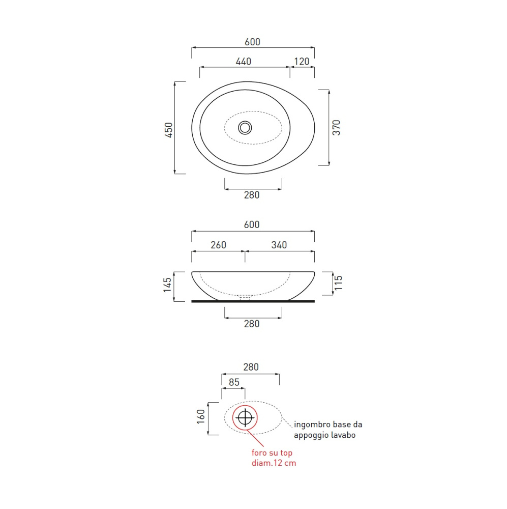 Фото Ceramica CIELO Le Giare LGLA60TL - Раковина накладная на столешницу 60*45 см (Talco)