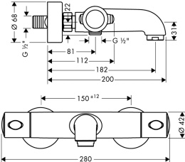 Фото Смеситель для ванны Hansgrohe Ecostat 1001 SL (13241000) хром